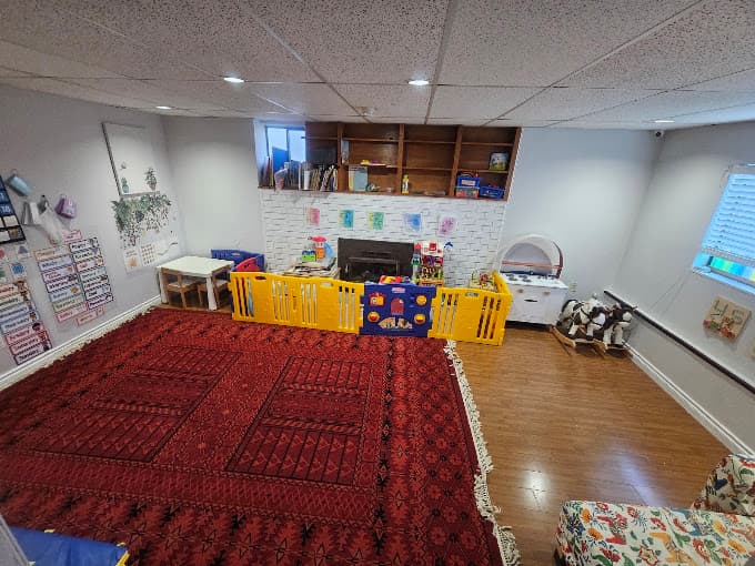 Reading and play corner with books and toys