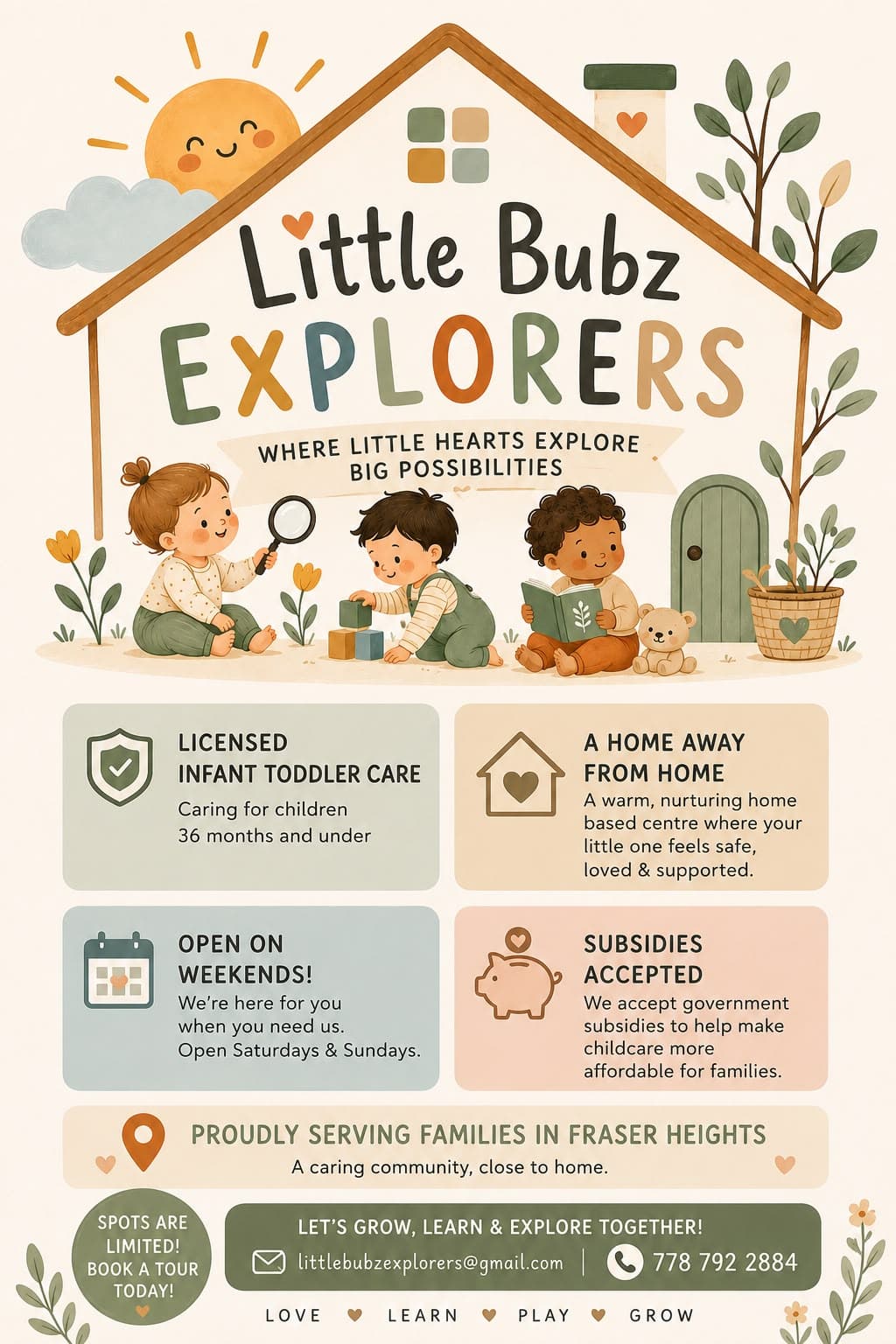 Little Bubz Explorers flyer
